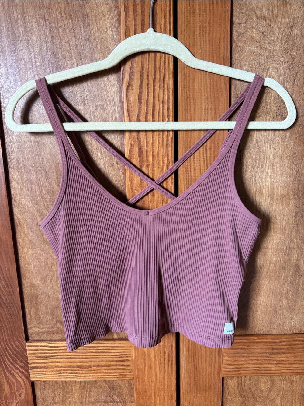 Vuori Ribbed Cropped Tank with Crisscross Back